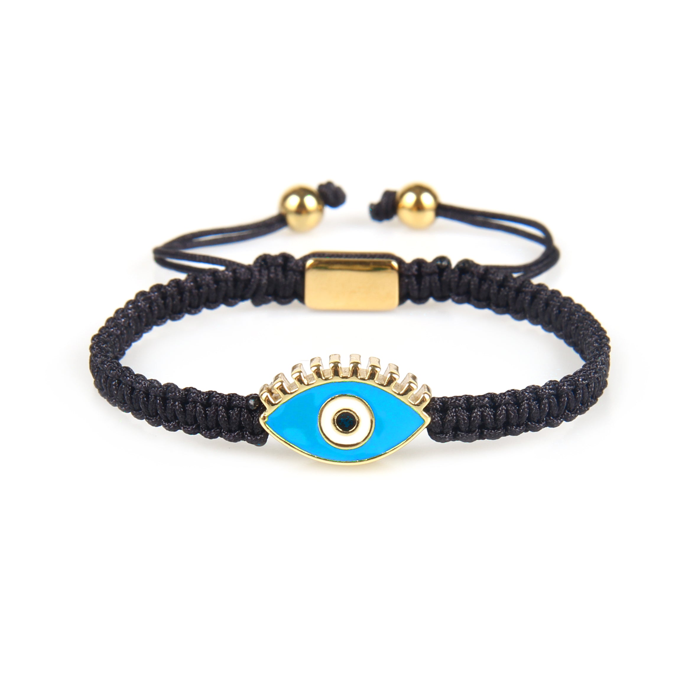 Blue Gold Evil Eye Black String Protection Bracelet - My Harmony Tree