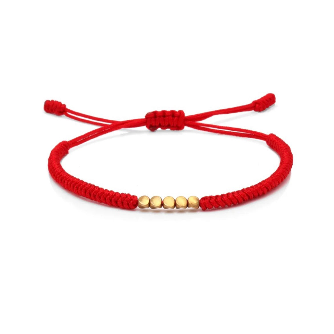 Gold Beads Red String Protection Bracelet