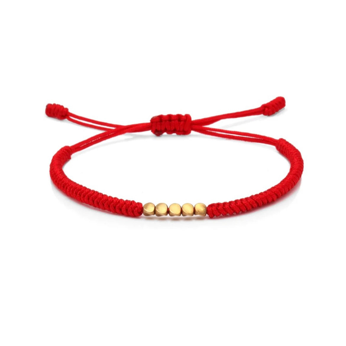 Red String Protection Bracelet Yellow Gold / Mens