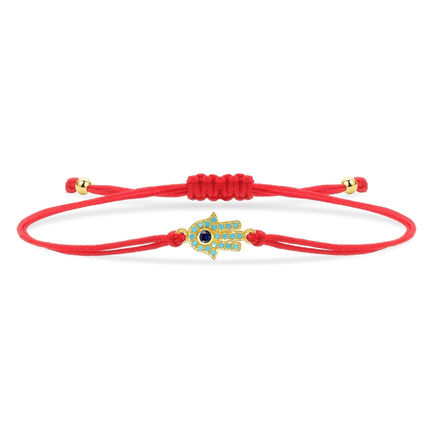 Turquoise Gold Hamsa Charm Red String Protection Bracelet - My Harmony Tree