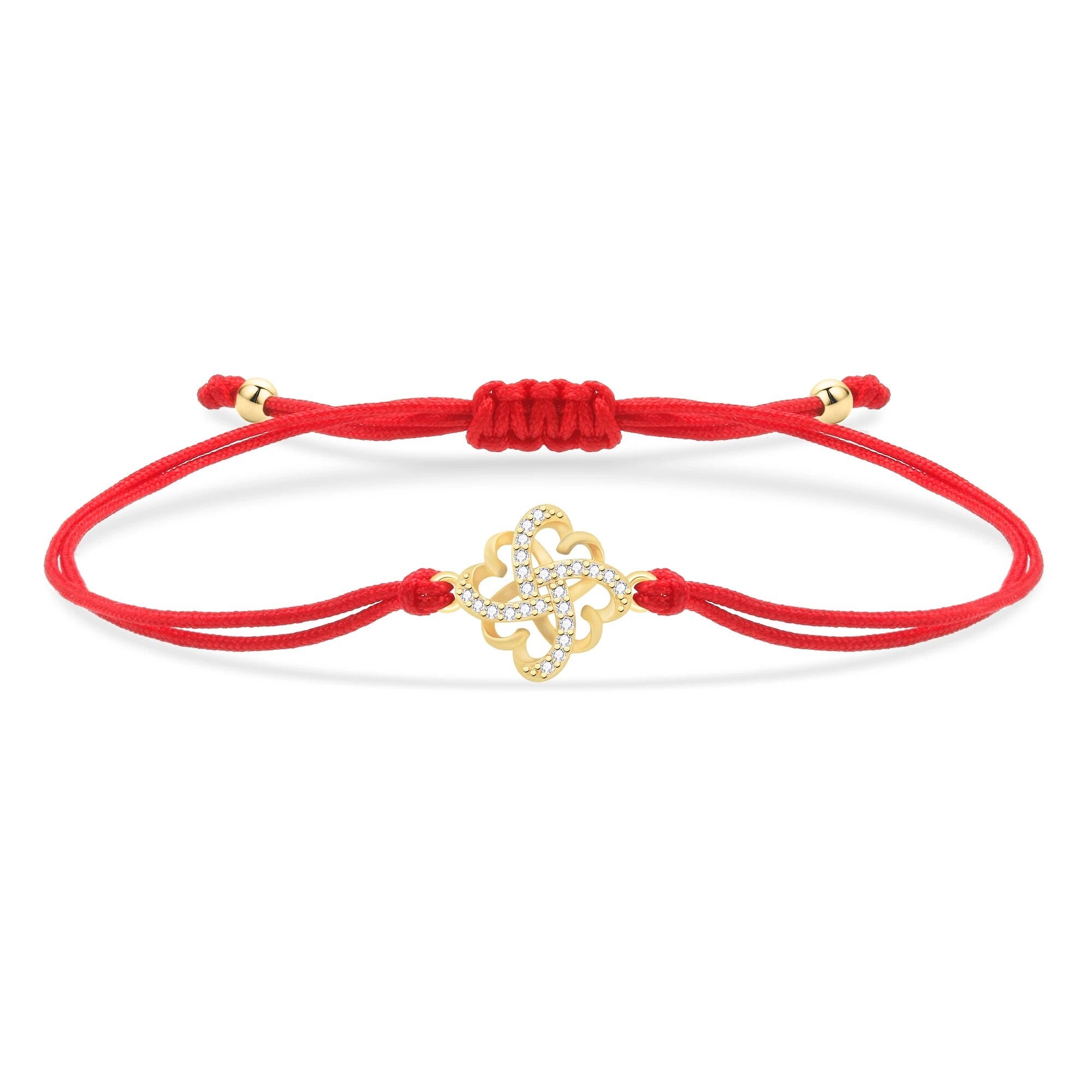 Gold Hearts Charm Red String Protection Bracelet - My Harmony Tree