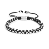 Silver Chain & Black String Braided Bracelet - My Harmony Tree
