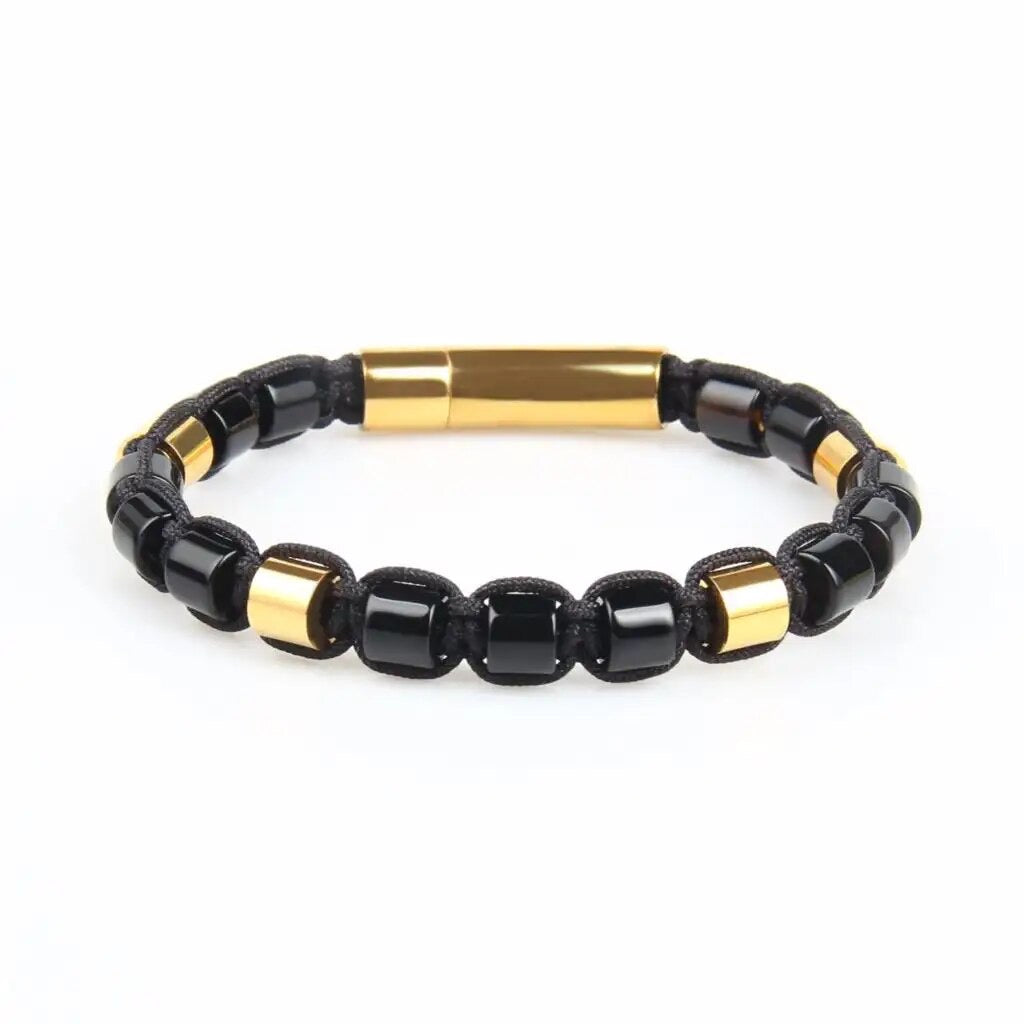 Black Onyx & Gold Beads Bracelet - My Harmony Tree