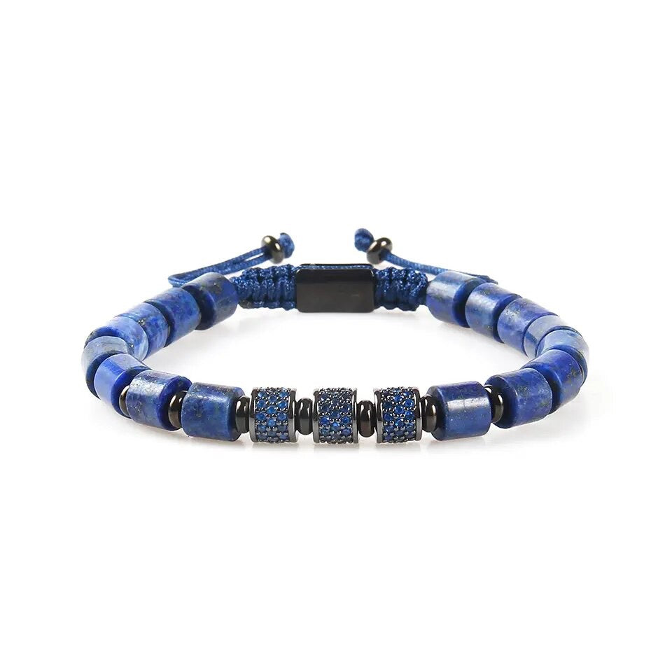 Blue Crystals Lapis Lazuli Tube Beads Bracelet - My Harmony Tree