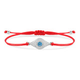Silver Blue Evil Eye Charm Red String Protection Bracelet - My Harmony Tree