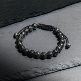 Gunmetal Plated Lava Beads Bracelet