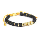 Black Onyx & Gold Cylinder Beads Bracelet