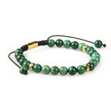 Jade Stone 6 mm & Gold Beads Bracelet