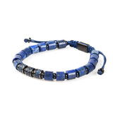 Blue Crystals Lapis Lazuli Cylinder Beads Bracelet