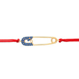 Safety Pin Blue Stones Red String Protection bracelet