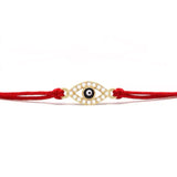 CZ Stones Gold Evil Eye Charm Red String Protection Bracelet