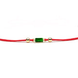 Green CZ Stone Gold Red String Protection Bracelet