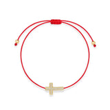 Gold Cross Charm Thin Red String Protection Bracelet