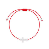 Silver Cross Charm Thin Red String Protection Bracelet