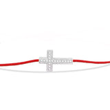 Silver Cross Charm Thin Red String Protection Bracelet