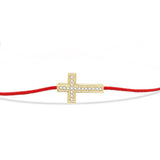 Gold Cross Charm Thin Red String Protection Bracelet