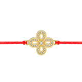 Gold Clover Charm Red String Protection Bracelet