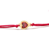 Gold Red Stone Heart Charm Red String Protection Bracelet