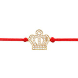 Gold Crown Charm Red String Protection Bracelet