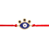 Blue Enamel Evil Eye Gold Charm Red String Protection Bracelet