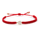 CZ Gold Heart Charm Red String Protection Bracelet