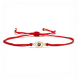 CZ Stones Gold Evil Eye Charm Red String Protection Bracelet