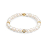 Freshwater Pearl & Gold Beads Stretch Bracelet