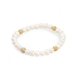 Freshwater Pearl & Gold Beads Stretch Bracelet