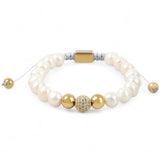 Freshwater Pearl & Gold Beads Adjustable Bracelet