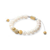 Freshwater Pearl & Gold Beads Adjustable Bracelet