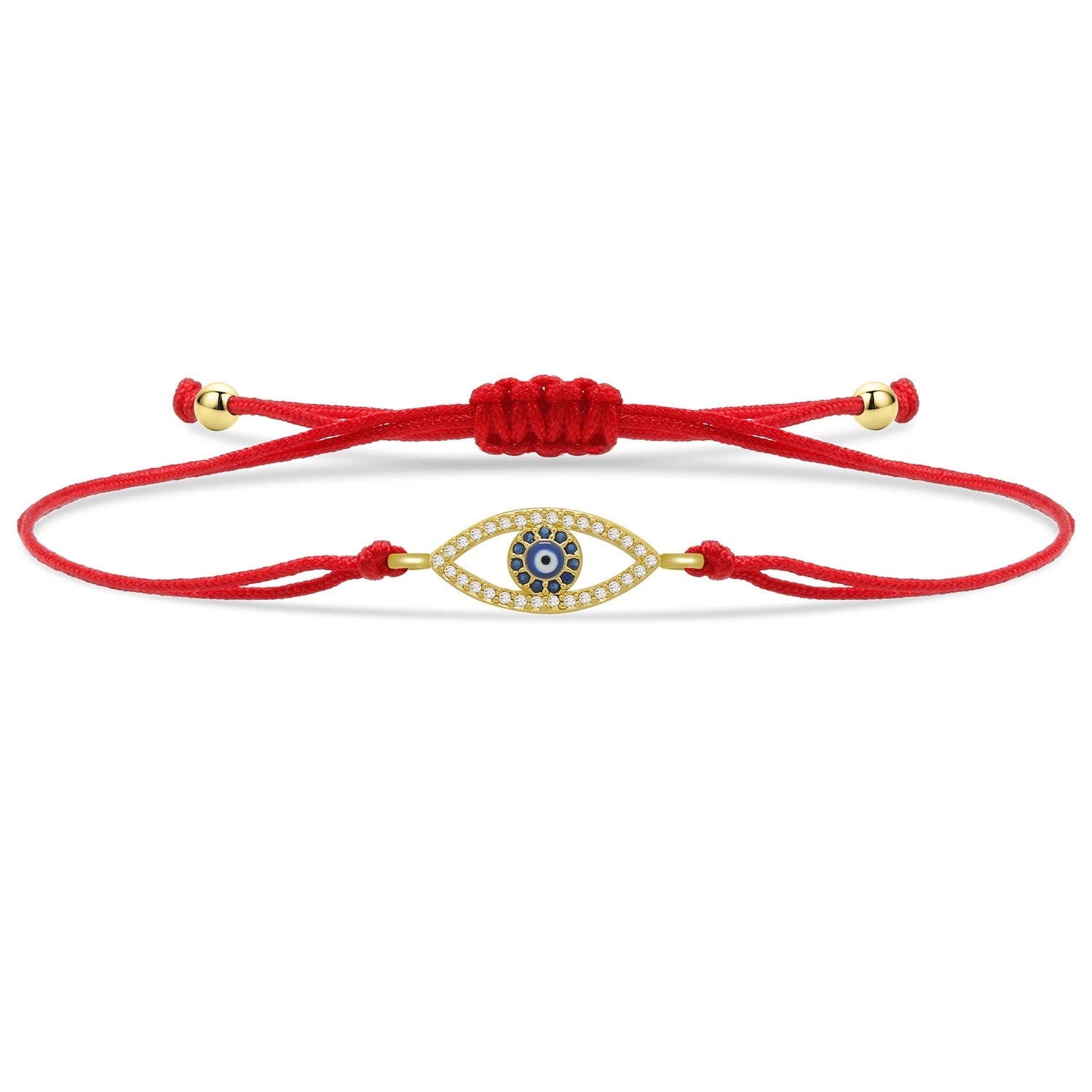 Gold Blue Evil Eye Charm Red String Protection Bracelet - My Harmony Tree