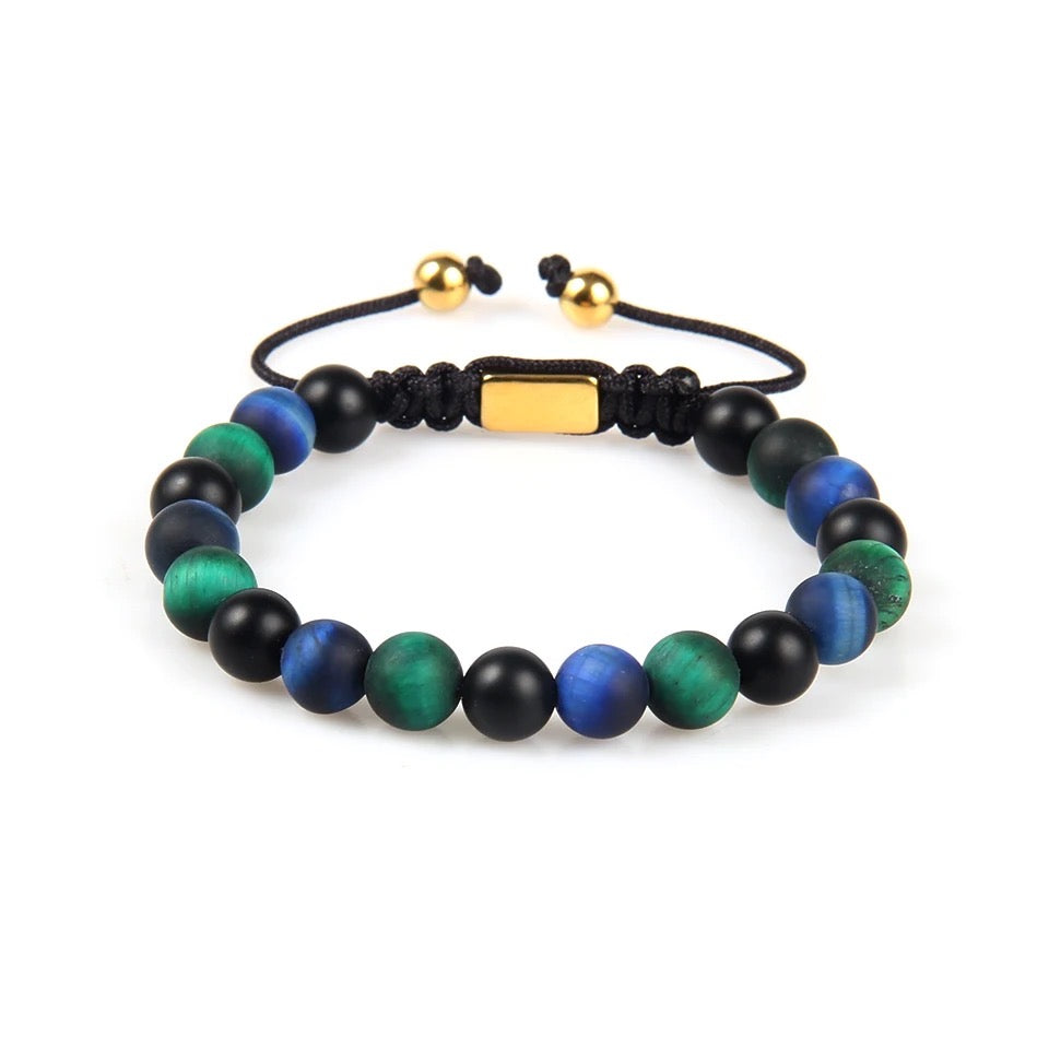 Matte Tiger Eye & Black Onyx Beads Bracelet - My Harmony Tree
