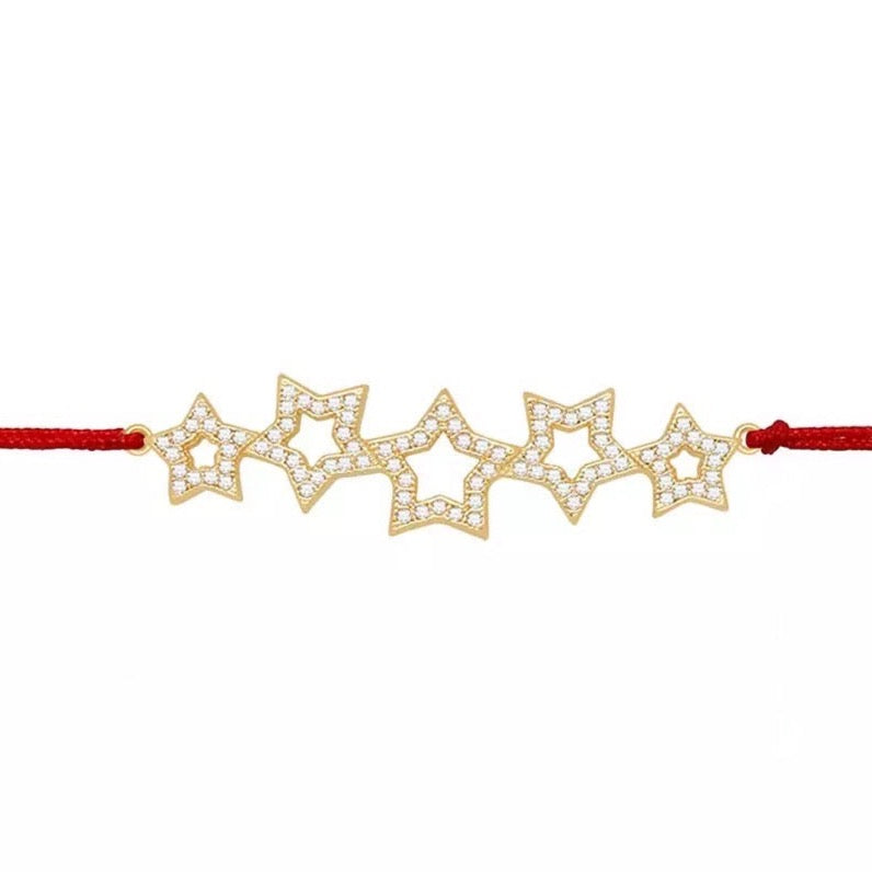 Gold Stars Red String Protection Bracelet - MY HARMONY TREE