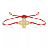 Gold Clover Charm Red String Protection Bracelet - MY HARMONY TREE