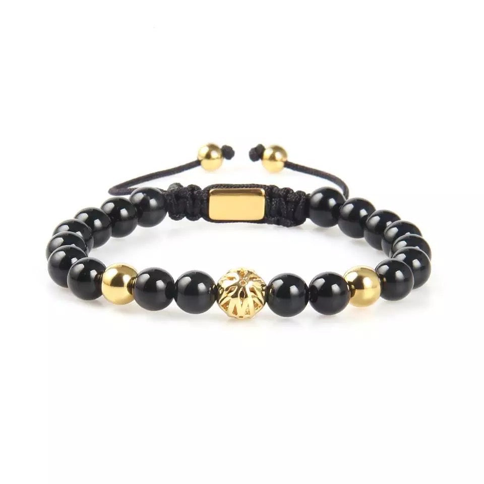 Black Onyx & Gold Beads Bracelet - My Harmony Tree
