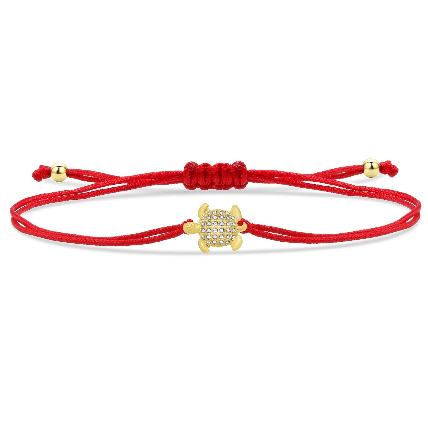 Gold Little Turtle Charm Red String Protection Bracelet - My Harmony Tree