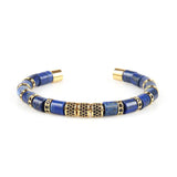 Lapis Lazuli & Gold Beads Cuff Bracelet - My Harmony Tree