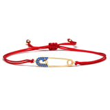 Safety Pin Blue Stones Red String Protection bracelet - MY HARMONY TREE