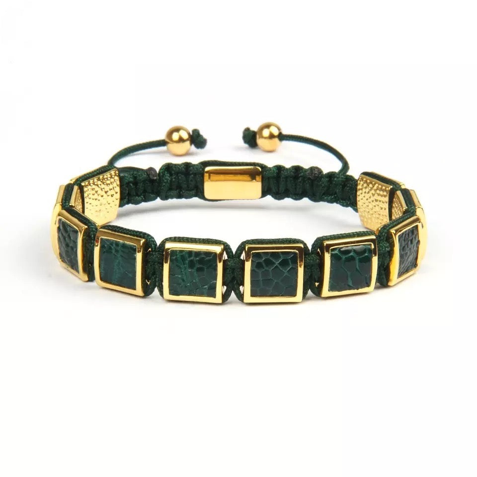 Python Gold Square Beads Braided Bracelet - MY HARMONY TREE