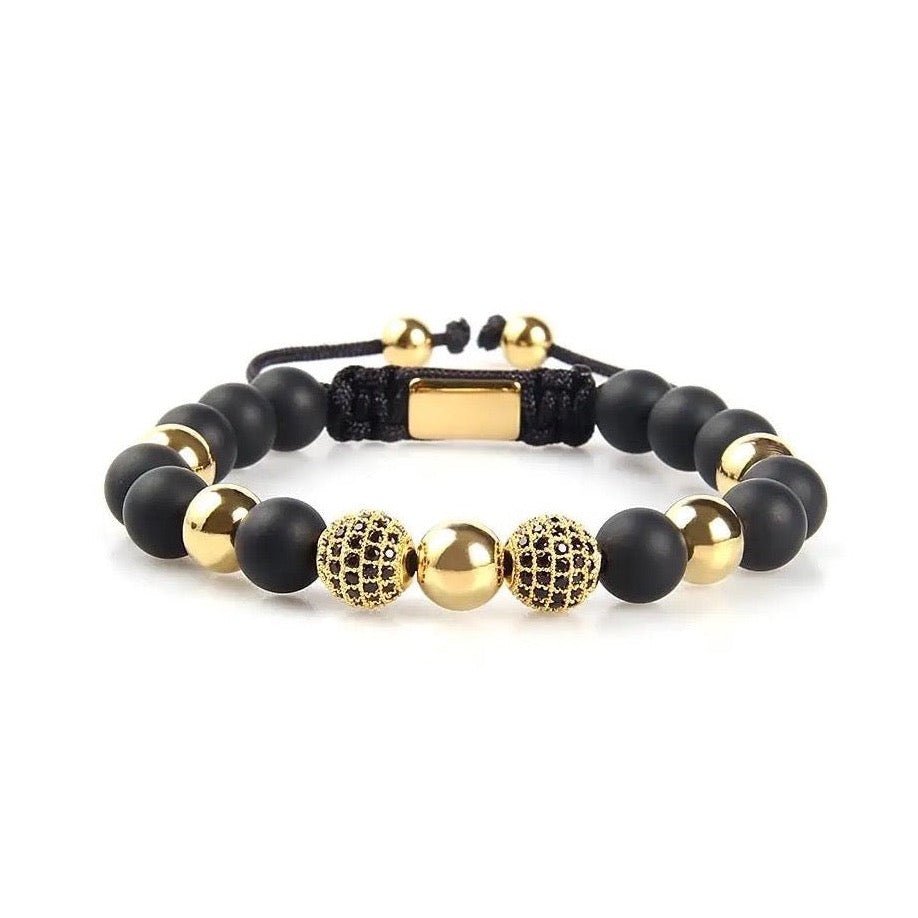 Matt Onyx & Gold Beads Bracelet - My Harmony Tree