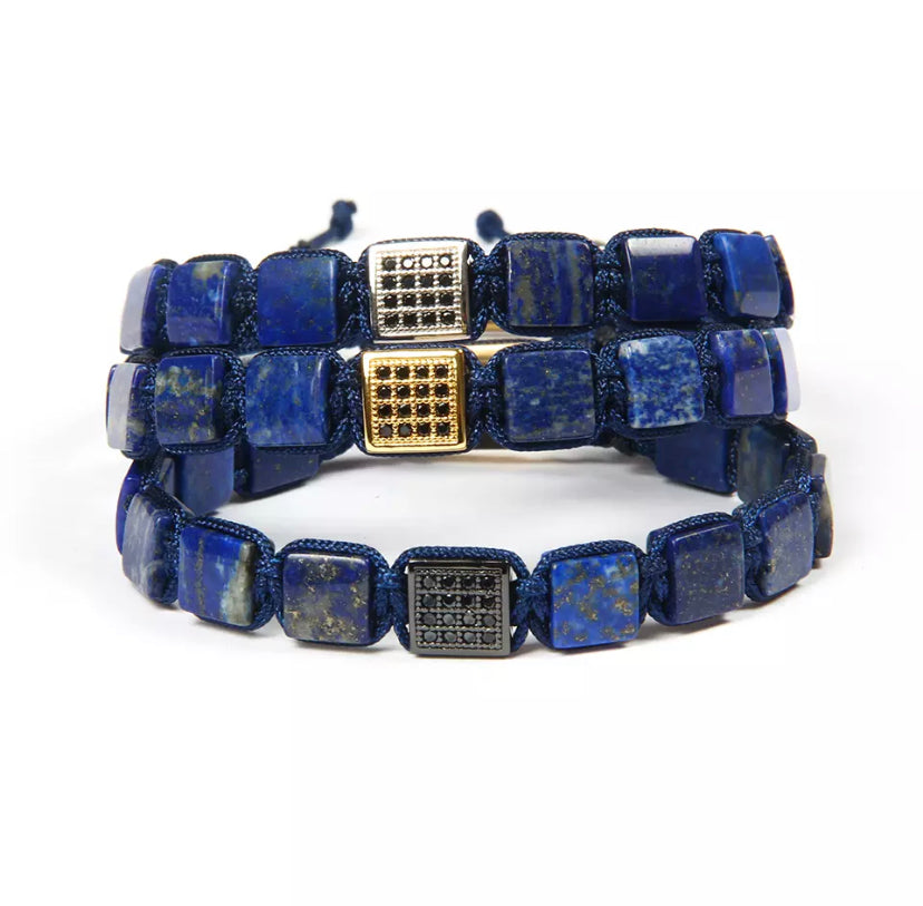 Bundle of 3 Square Bead Lapis Lazuli Bracelets - MY HARMONY TREE