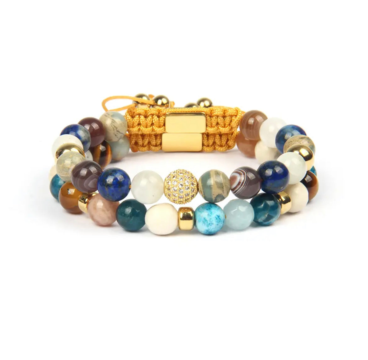 Multi-stone & Gold Beads Set of 2 Bracelets - My Harmony Tree