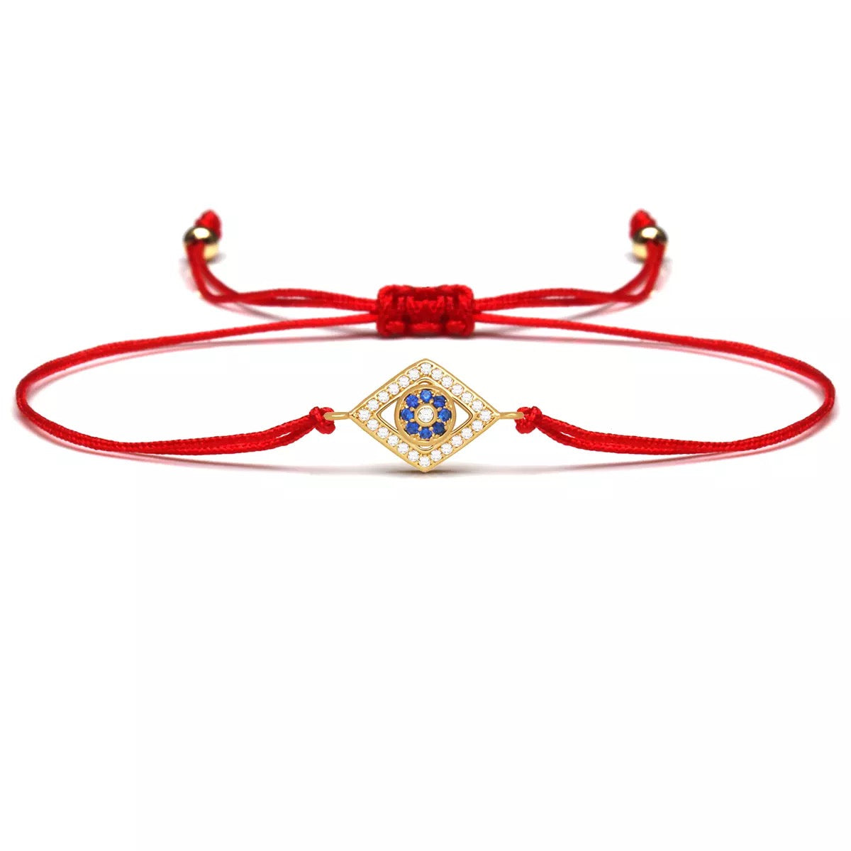 Gold Blue Evil Eye Charm Red String Protection Bracelet - MY HARMONY TREE