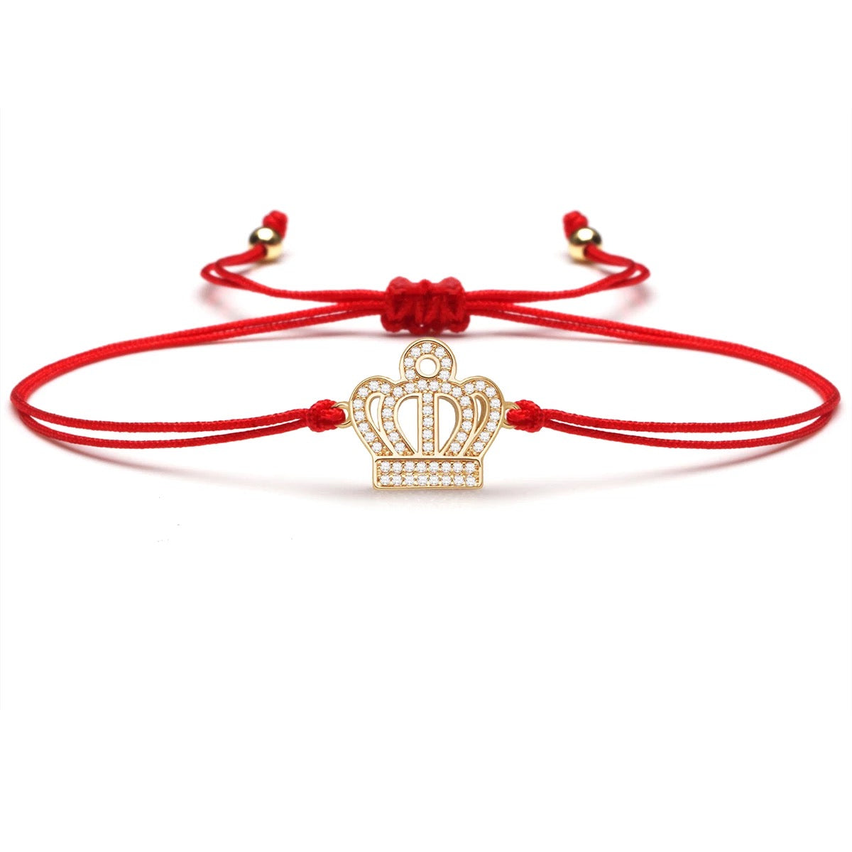 Gold Crown Charm Red String Protection Bracelet - MY HARMONY TREE