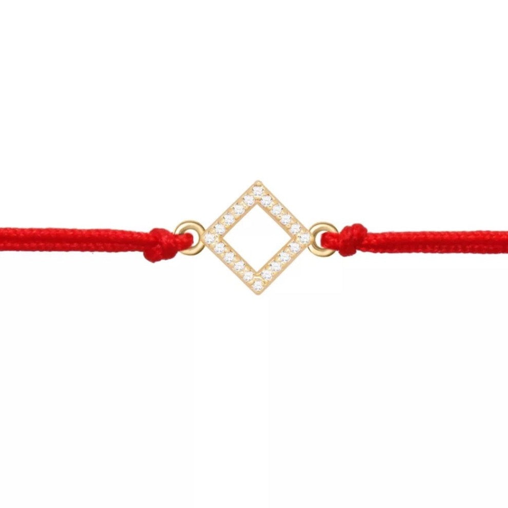 Cubic Zirconia Rhomb Red String Protection Bracelet - MY HARMONY TREE