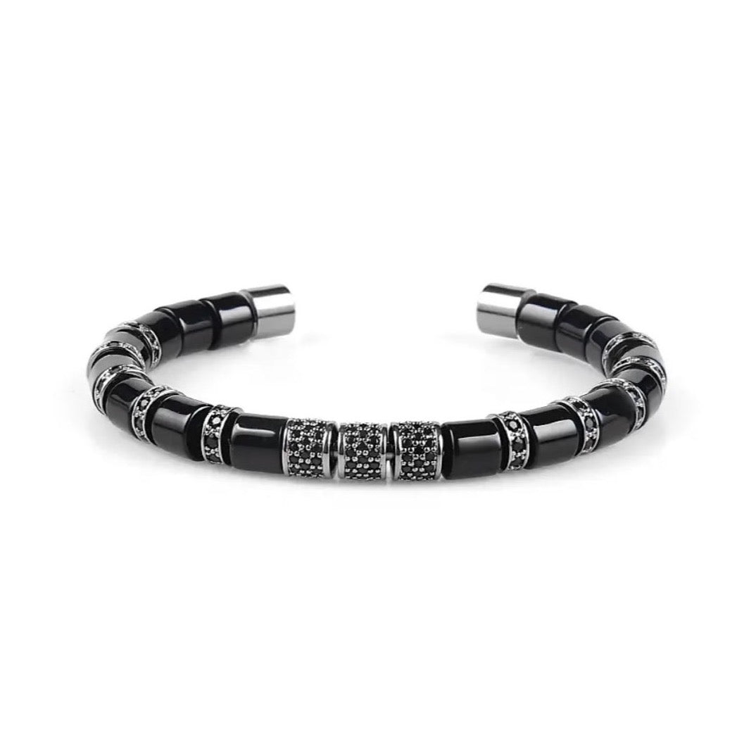 Black Onyx & Black Beads Cuff Bracelet - My Harmony Tree