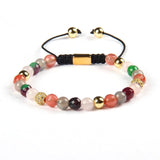 Fluorite, Quartz & Gold CZ Beads Macrame Bracelet - MY HARMONY TREE