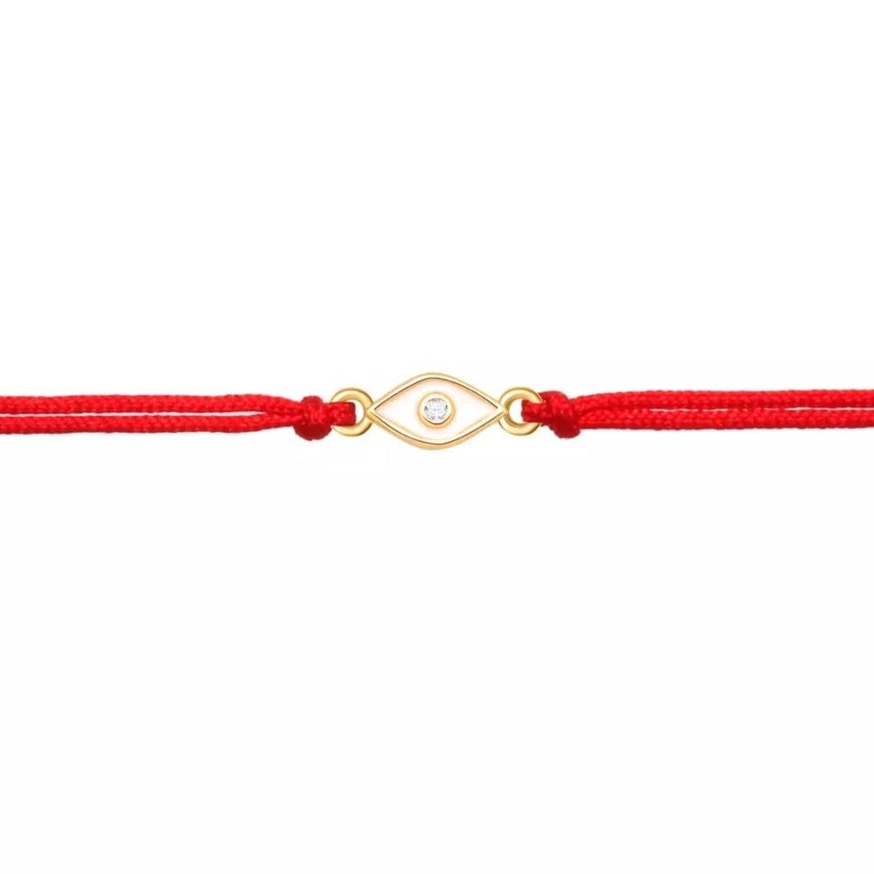 White Little Evil Eye Charm Red String Protection Bracelet - MY HARMONY TREE