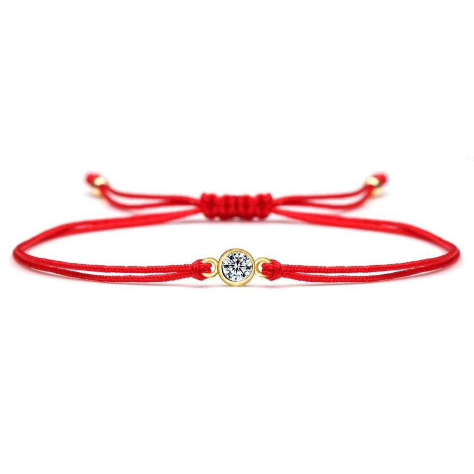 Tiny Crystal Gold Red String Protection Bracelet
