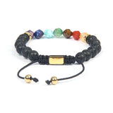7 Chakra Lava & Gold CZ Stones Macrame Bracelet - MY HARMONY TREE